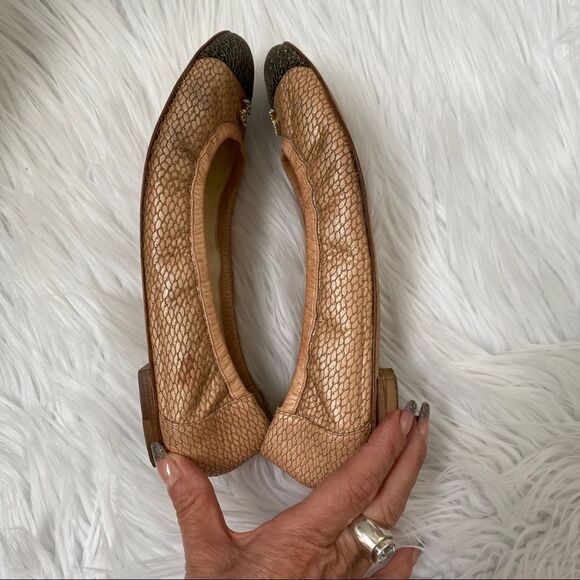 CHANEL tan black python ballerina flats 6 - Picture 5 of 9
